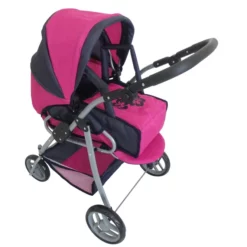 Besttoy - Kombi Puppenwagen - Blau/pink/schwarz -Outlet INTEX Store 136970 4016096115890 besttoy kombipuppenwagen flowers 01