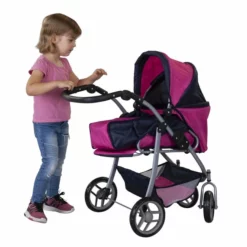 Besttoy - Kombi Puppenwagen - Blau/pink/schwarz -Outlet INTEX Store 136970 4016096115890 besttoy kombipuppenwagen flowers 02